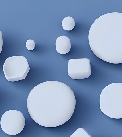 Abstract white circles over blue background