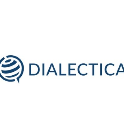 This image showcases a logo design featuring the word 'DIALECTICA' alongside a stylized graphic element.
