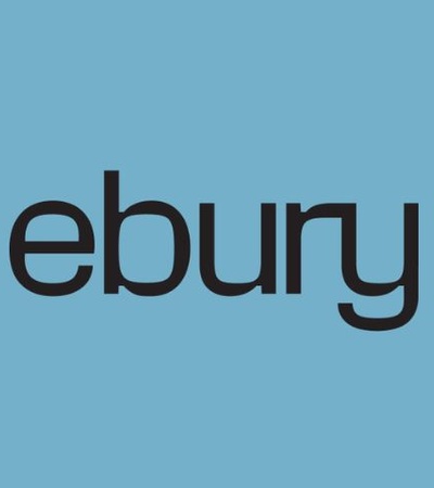 The image features the word 'ebury' displayed prominently against a light blue background.
