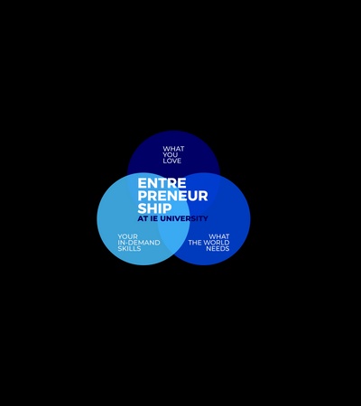 The image features a Venn diagram highlighting the intersecting elements of entrepreneurship, personal passion, and societal needs.
