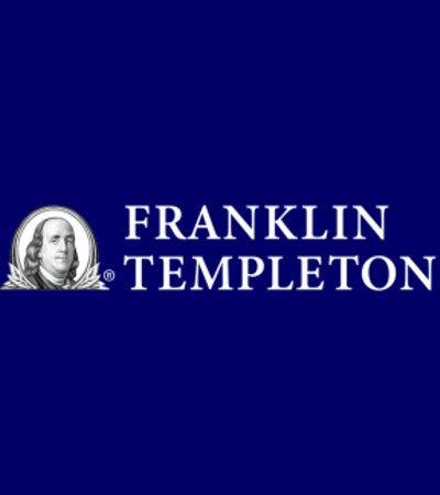 This image features the logo of Franklin Templeton on a blue background.