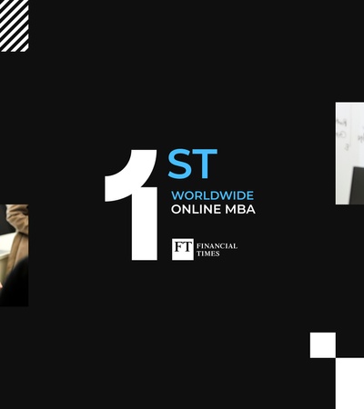 An advertisement showcasing the top-ranked global MBA program with engaging visuals.