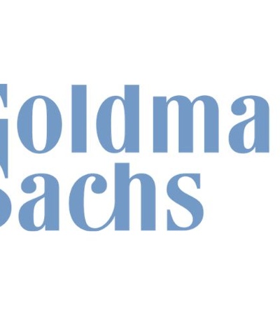 The image features the logo of Goldman Sachs in a modern font.