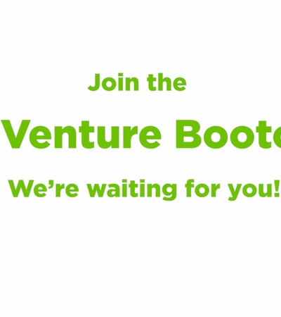 A promotional banner for the Tech Venture Bootcamp inviting people to join, displayed with green text on a light background.