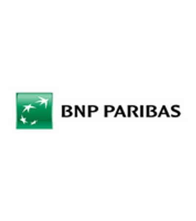Logo of BNP Paribas featuring a green square with white stars and the text 'BNP PARIBAS'.