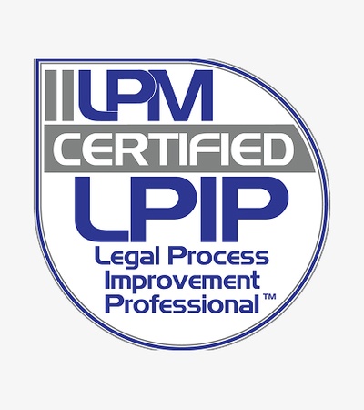 This image displays a certification logo for Legal Process Improvement Professional.
