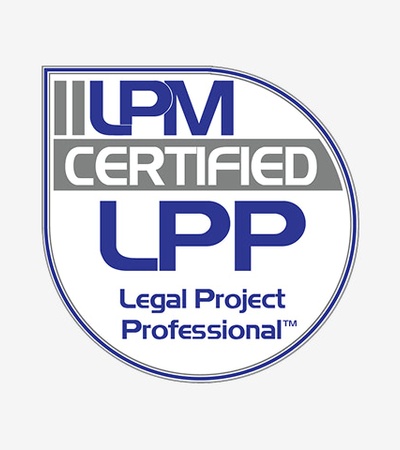 An emblem indicating certification as a Legal Project Professional.