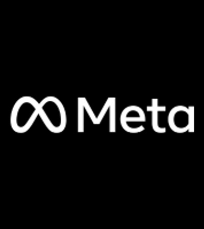 The image features the Meta logo on a black background.