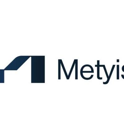 The image features a modern logo design for a company called Metyis.