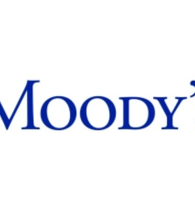 A logo of Moody's displayed in blue font.