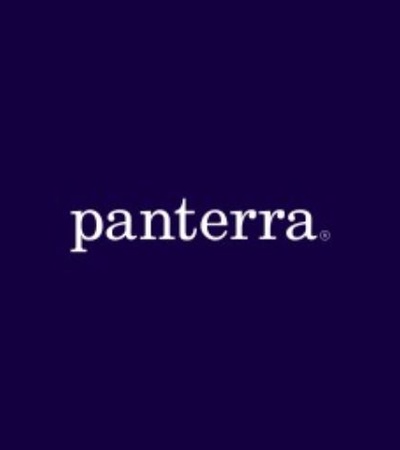 The image displays the brand name 'panterra' on a purple background.