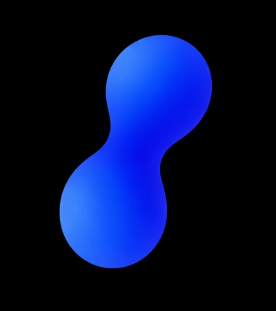 A smooth, abstract blue shape against a black background.