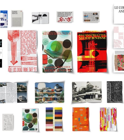 A collage of various book covers and pages displaying diverse graphic designs and artistic styles.