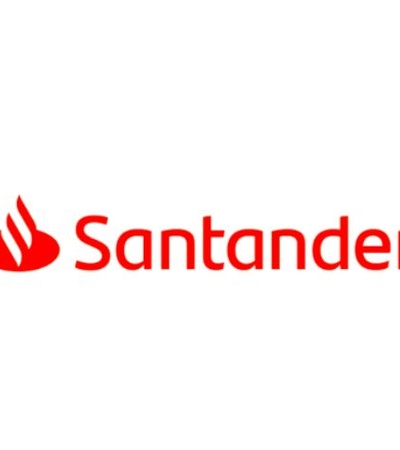 This image features the logo of Santander, a global bank.