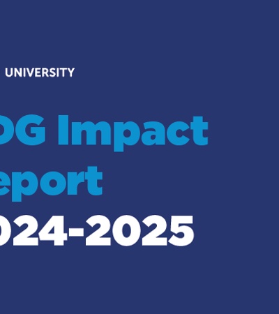 An impactful report cover from IE University highlighting SDG initiatives for 2024-2025.