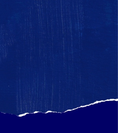 A textured blue background with a torn edge at the bottom.