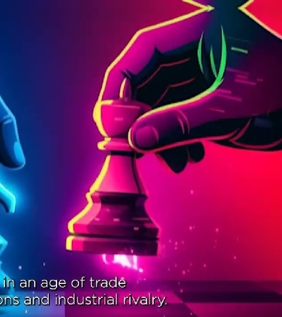 A visual representation of a chess match highlighting competition and strategy.