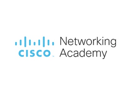 The image displays the logo of Cisco Networking Academy, featuring the name 'Cisco' next to a stylized graph and the words 'Networking Academy'.