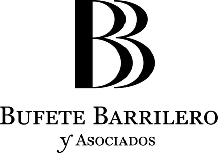 A logo for a law firm featuring stylized letters 'B' and the name 'Bufete Barrilero y Asociados'.