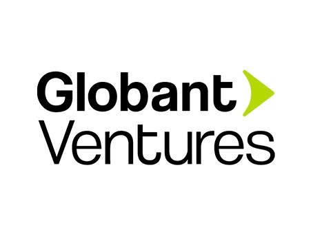 The image shows the logo of Globant Ventures, featuring the word 'Globant' in black font and 'Ventures' in green, with a green arrow pointing right.