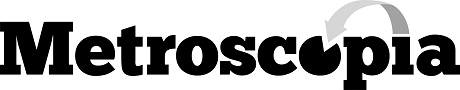 The image shows the word 'Metroscopia' in black font with a partial grey silhouette of a human face incorporated into the letter 'o'.