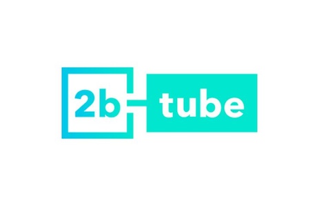 A modern logo design featuring the text '2b-tube' in a creative format.