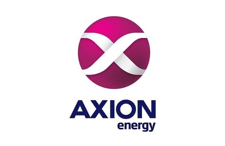 A logo for AXION energy featuring a pink and white design.