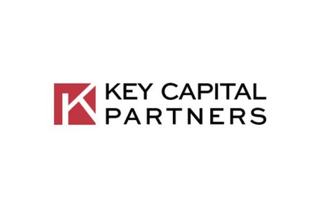 This image features a logo for Key Capital Partners, incorporating a bold red 'K' and the text in a modern font.