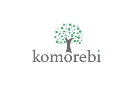 A logo featuring a stylized tree with green circles and the word 'komorebi'.