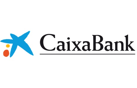 The logo of CaixaBank featuring a colorful star.