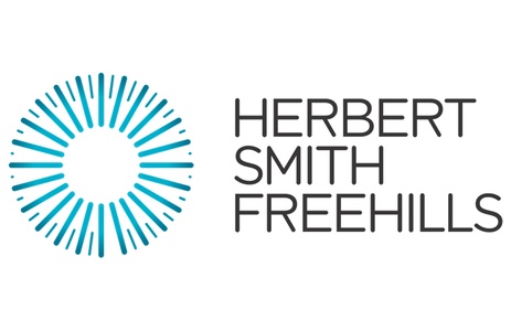 A logo of Herbert Smith Freehills featuring a circular design.