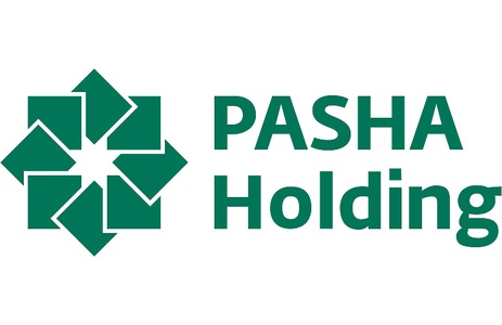 The image features the logo of PASHA Holding, characterized by a stylized geometric design and bold lettering.