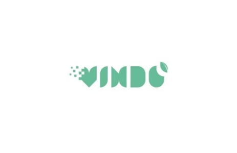 A stylized logo design representing the brand VINDO.