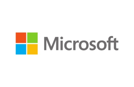 Microsoft logo featuring a four-pane window in red, green, blue, and yellow next to the company name.