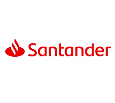 Red logo of Santander with a flame design above the text.