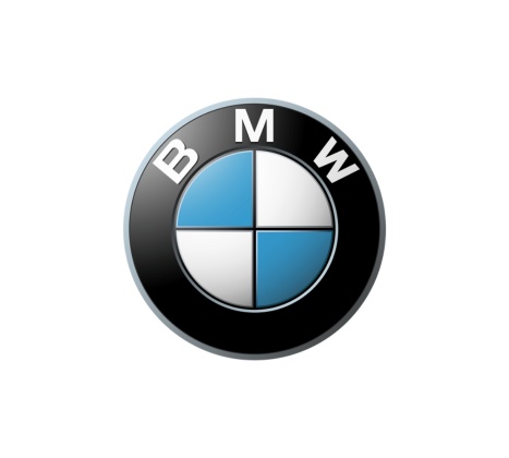 This is an image of the BMW logo, featuring a black circle with the letters 'BMW' at the top and a quadrant design in blue and white inside.