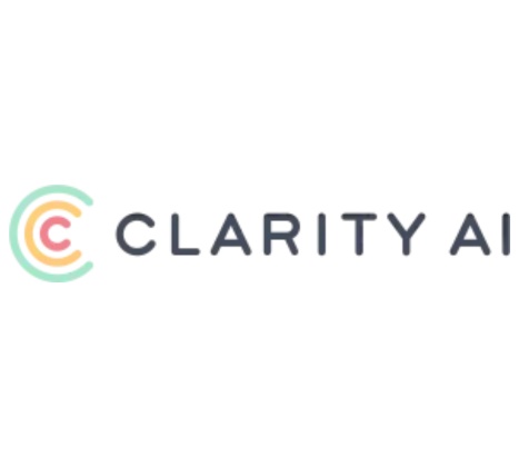 Logo of Clarity AI featuring a stylized letter C in a gradient of orange and red with the company name beside it.