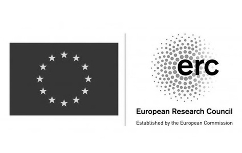 The logo of the European Research Council featuring a circle of stars and the acronym 'erc'.