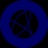 A simple blue icon representing a basketball on a dark background.