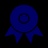 A simple illustration of a blue ribbon award with a circle at the center and two tails at the bottom.