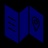 A stylized blue map icon featuring a map fold and a location pin.