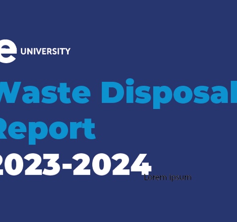 Image showing a title 'Waste Disposal Report 2023-2024' from IE University on a blue background.