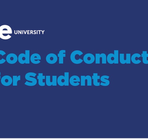 A graphic displaying the Code of Conduct for Students from IE University.