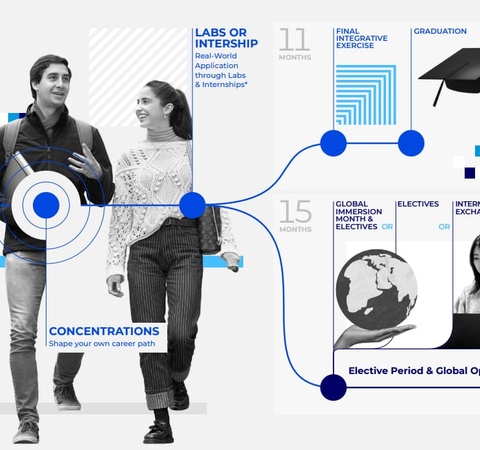 A visual representation of an academic program timeline highlighting key phases and opportunities.