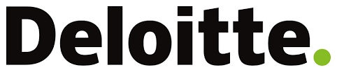 Logo of Deloitte featuring the company name in black text followed by a green dot.