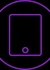 A simplified icon of a tablet device set against a circular background.