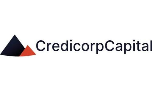Logo of Credicorp Capital featuring a stylized triangle next to the text.