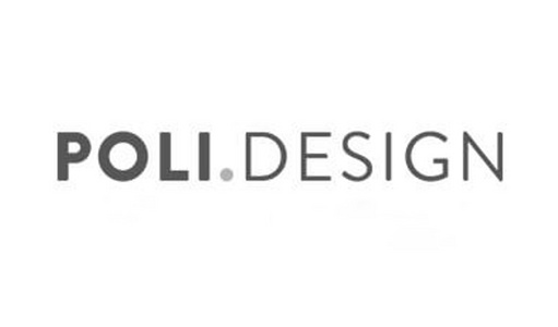 A logo featuring the text 'POLI.DESIGN' in a modern style.
