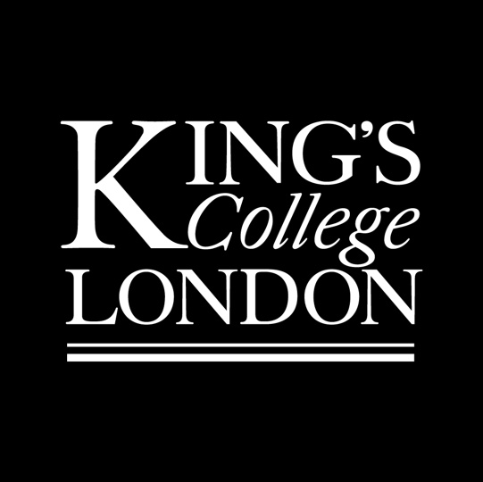 Logo of King's College London featuring the name in white bold letters against a black background.