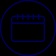 A simple neon blue icon representing a calendar.